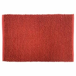 Furn. Bobble Woven Cotton Non-Slip Bath Mat - Red