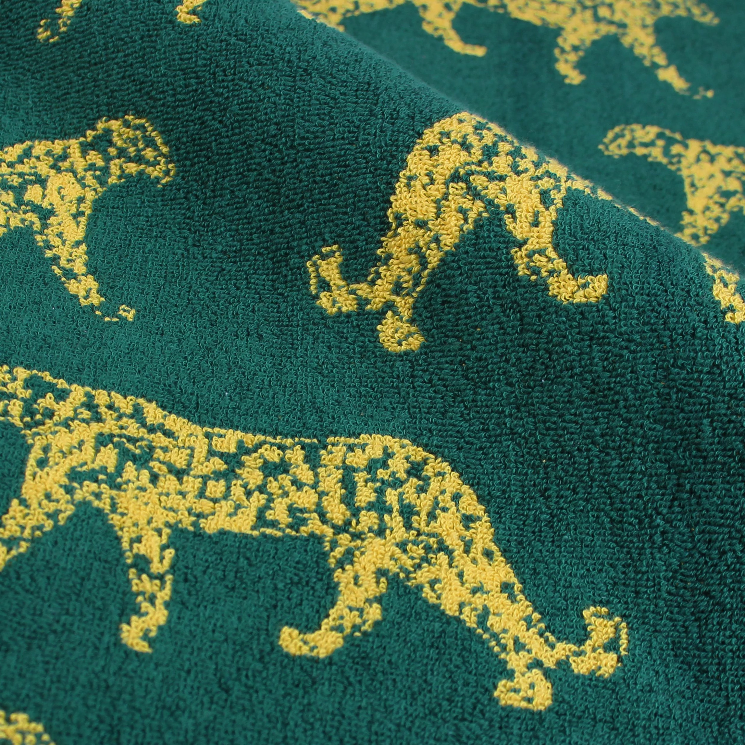 Furn. Leopard Animal Jacquard Bath Towel - Teal 2 Furn. Leopard Animal Jacquard Bath Towel - Teal - Image 2
