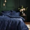 Furn. Palmeria Quilted Velvet Duvet Cover Set - Navy