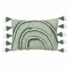 Furn. Rainbow Cotton Tuft Double Tassel Polyester Filled Cushion - Green