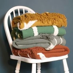 Furn. Rainbow Tuft Tasselled Throw - Red -Cheap furn Store 9359e468117a46b1b768d87de0ddf2ea