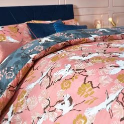 Furn. Majestic Bird Demoiselle Botanical Reversible Duvet Cover Set - Blush -Cheap furn Store 95ab93b536be463191b506b338fbd881