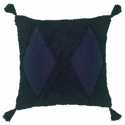 Furn. Kantha Tufted Diamond Cushion Cover - Navy