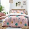 Furn. Palmtropolis Tropical Reversible Duvet Cover Set - Pink