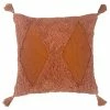 Furn. Kantha Tufted Diamond Polyester Filled Cushion - Rust