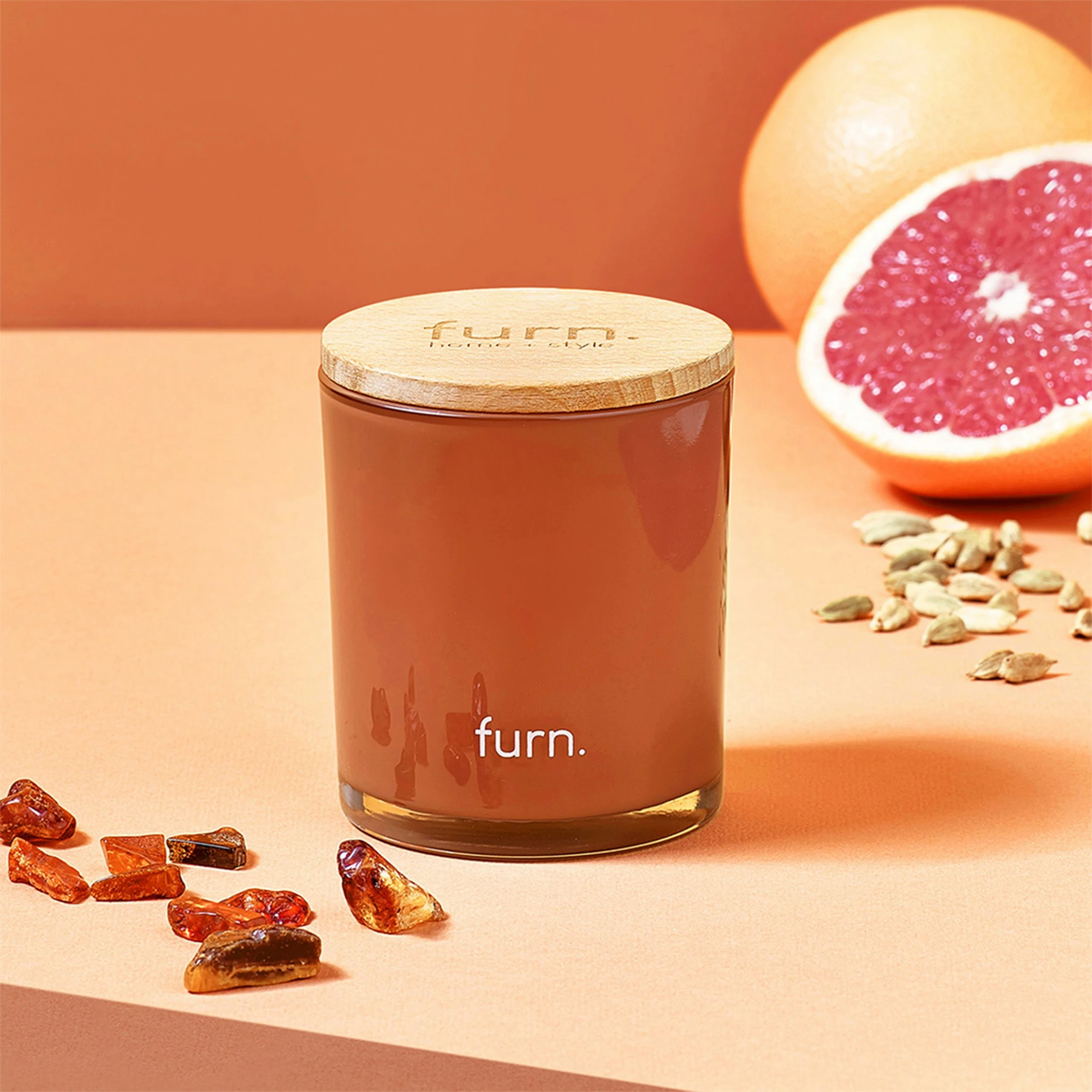 Furn. Wildlings Amber, Cinnamon & Mandarin Scented Glass Candle - Brown 3 Furn. Wildlings Amber, Cinnamon & Mandarin Scented Glass Candle - Brown - Image 3