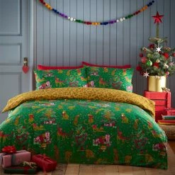 Furn. Purrfect Christmas Duvet Cover Set - Green -Cheap furn Store PURRFC D00 GRGL 2