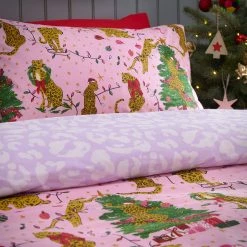 Furn. Purrfect Christmas Duvet Cover Set - Pink -Cheap furn Store PURRFC D00 PNLI 3