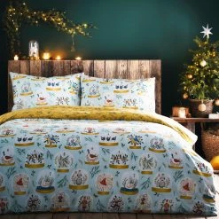 Furn. Twelve Days of Christmas Duvet Cover Set - Blue