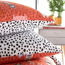 Furn. Woofers Animal Print Duvet Cover Set - Coral -Cheap furn Store WOOFERS D01 COR 5