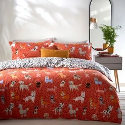 Furn. Woofers Animal Print Duvet Cover Set - Coral