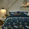 Furn. Festive Winter Pines Premium Pyjama Fleece Duvet Cover Set - Navy