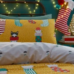 Furn. Meowy Christmas Duvet Cover Set - Yellow -Cheap furn Store a3a203edad874743aea656c883b8dcc3