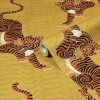 Furn. Tibetan Tiger Tribal Printed Wallpaper - Mustard
