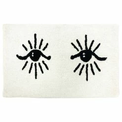 Furn. Theia Abstract Eyes Cotton Tufted Non-Slip Bath Mat - Ivory