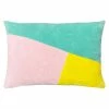 Furn. Morella Colour-Block Cotton Velvet Feather Filled Cushion - Multicolour