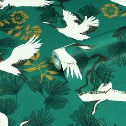 Furn. Demoiselle Botanical Printed Wallpaper - Green