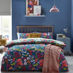 Furn. Wild Meadow Floral Reversible Duvet Cover Set - Blue