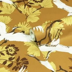Furn. Demoiselle Botanical Printed Wallpaper - Mustard