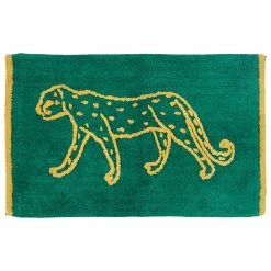 Furn. Leopard Cotton Tufted Non-Slip Bath Mat - Teal