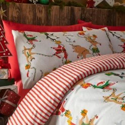 Furn. Santas Workshop Christmas Duvet Cover Set - White -Cheap furn Store bd1aca6764ed44f485174b9af13cf249