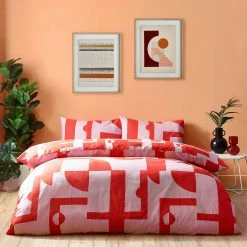 Furn. Manhatten Geometric Reversible Duvet Cover Set - Pink -Cheap furn Store c0b01789820c4dcf8719170b423a129c