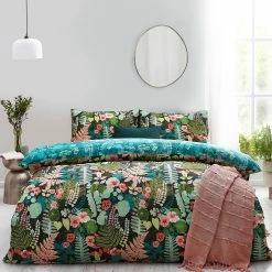 Furn. Secret Garden Botanical Reversible Duvet Cover Set - Green