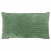 Furn. Mangata Rectangular Pleated Cotton Velvet Polyester Filled Cushion - Green