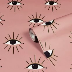 Furn. Theia Abstract Eye Printed Wallpaper - Blush