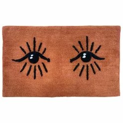 Furn. Theia Abstract Eyes Cotton Tufted Non-Slip Bath Mat - Brown