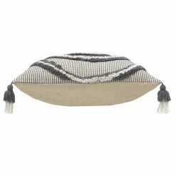 Furn. Rainbow Cotton Tuft Double Tassel Polyester Filled Cushion - Grey -Cheap furn Store d37a74641ac7448eadfe1549e3945f7d