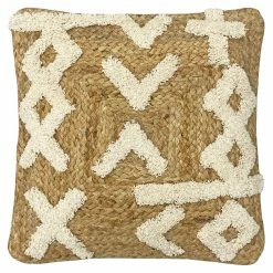Furn. Camfa Braided Jute Cotton Tufted Cushion Cover - Natural