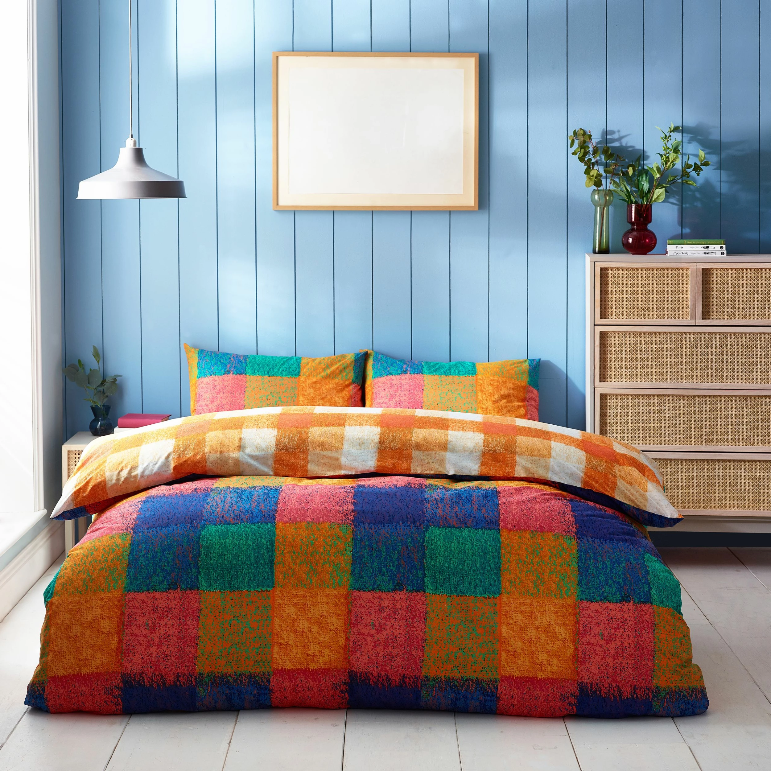 Furn. Alma Checked Pastel Duvet Cover Set - Multicolour 2 Furn. Alma Checked Pastel Duvet Cover Set - Multicolour - Image 2