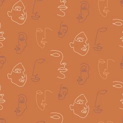 Furn. Kindred Abstract Faces Printed Wallpaper - Orange -Cheap furn Store de121e3c3cd9416da88fcb0869029bfe