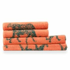 Furn. Leopard 4 Piece Towel Bale - Orange