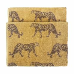 Furn. Leopard Animal Jacquard Bath Towel - Gold