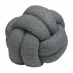 Furn. Boucle Knot Cushion - Charcoal