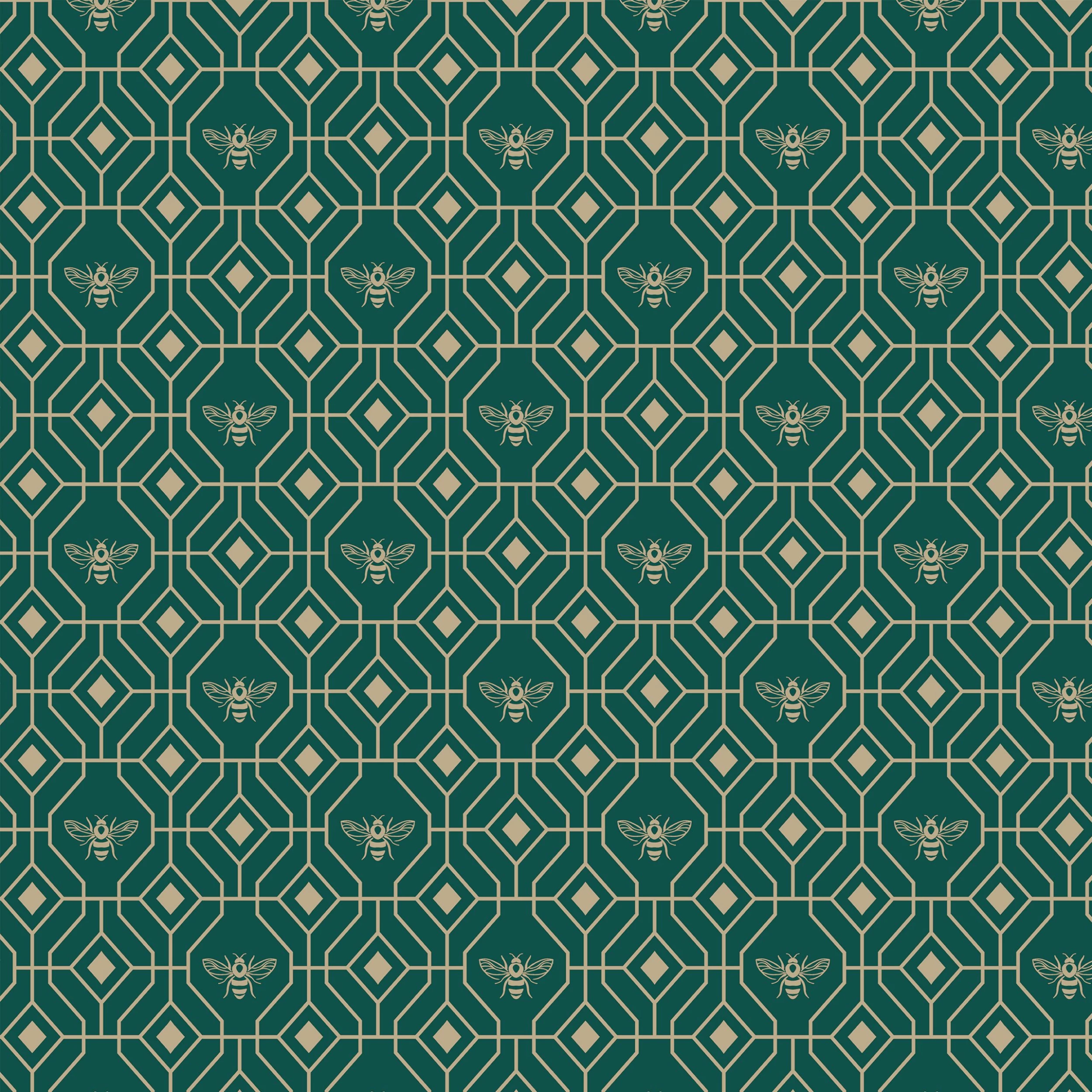 Furn. Bee Deco Gold Geometric Foil Wallpaper - Emerald 3 Furn. Bee Deco Gold Geometric Foil Wallpaper - Emerald - Image 3