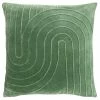 Furn. Mangata Square Pleated Cotton Velvet Polyester Filled Cushion - Green