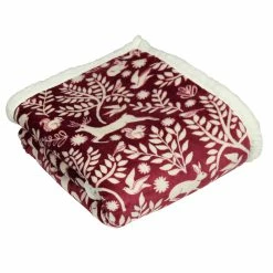 Furn. Scandi woodland throw - Berry