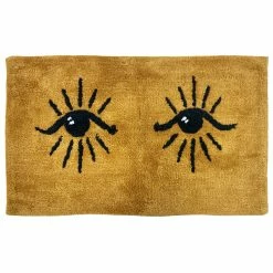 Furn. Theia Abstract Eyes Cotton Tufted Non-Slip Bath Mat - Yellow