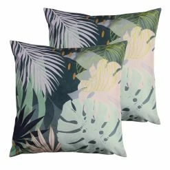Furn. Leafy Cushions (Twin Pack) - Teal