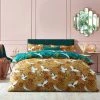 Furn. Majestic Bird Demoiselle Botanical Reversible Duvet Cover Set - Mustard