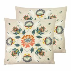 Furn. Folk Floral Cushions (Twin Pack) - Multicolour