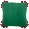 Furn. Hoola Pom-Pom Cotton Velvet Polyester Filled Cushion - Emerald