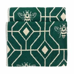 Furn. Bee Deco Geometric Jacquard Bath Towel - Emerald