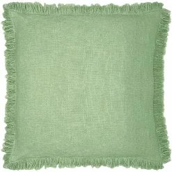 Furn. Korin Fringed Feather Filled Cushion - Green