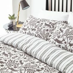 Furn. Minimalist Skandi Woodland Brushed Cotton Reversible Duvet Cover Set - Charcoal -Cheap furn Store fec555610dd04929974b31b24dfc6963