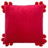 Furn. Hoola Pom-Pom Cotton Velvet Polyester Filled Cushion - Fuchsia