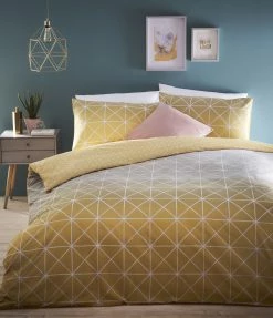 Furn. Spectrum Duvet Set Ochre/Grey - Yellow